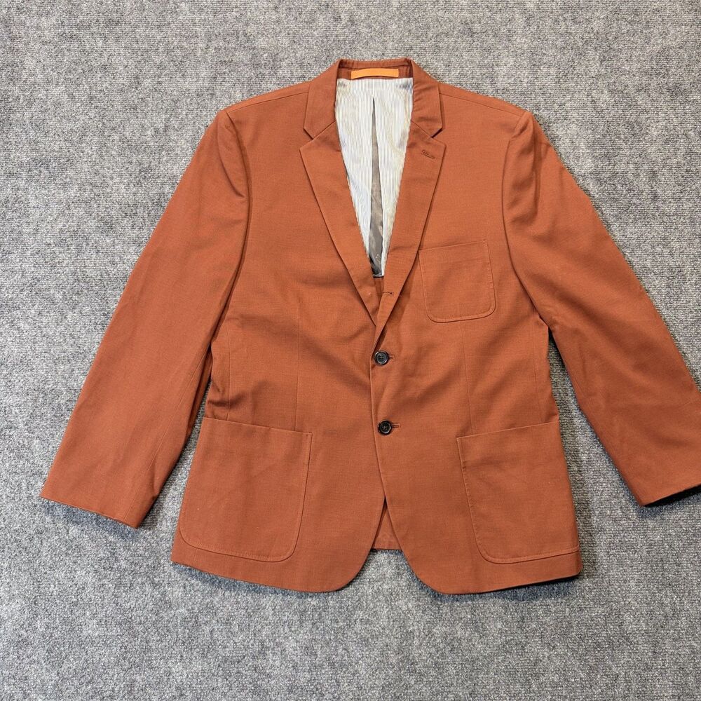 Dockers Khakis Mens Orange Cotton Blazer Sport Coat 2 Button Patch Pocket